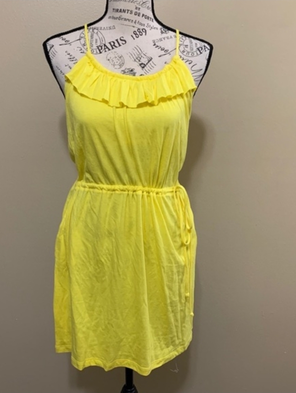 OP Yellow Ruffle Knit Sundress Dress Size Medium Summer Dress